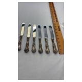 6 Art Nouveau Sterling Handle Knives