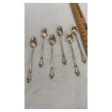 6 Sterling Silver Spoons 7 1/2" Long