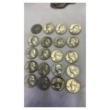 20 Silver Quarter Coins Dated 1943 - 1964