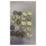 20 Silver Quarter Coins Dated 1945 - 1965
