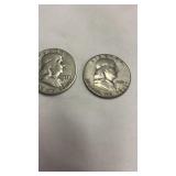 Pair of 1953 Silver Half Dollar 50 Cent Coins