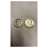 Pair of 1954 Silver Half Dollar 50 Cent Coins