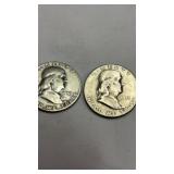 Pair of 1951 Silver Half Dollar 50 Cent Coins