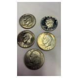 5 One Dollar 1972 Coins