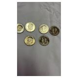 6 One Dollar Coins 1973 & 1974
