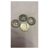 3 1961 & 1 1960 Silver Half Dollar 50 Cent Coins