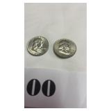 Pair of 1959 Silver Half Dollar 50 Cent Coins