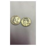 2 Half Dollar Silver Coins 1960