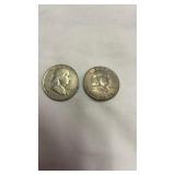 Pair of 1949 Silver Half Dollar 50 Cent Coins