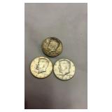 3 Silver 1964 Half Dollar 50 Cent Coins