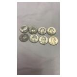 8 Silver 1964 Quarter 25 Cent Coins