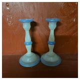 Vintage Frosted Glass Candlesticks