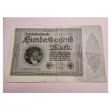 100,000 Mark banknote  the German Reichsbank