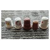 Five Vintage Thimbles Santa ETC