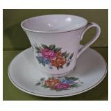 Vintage floral tea cup and saucer made in Japan