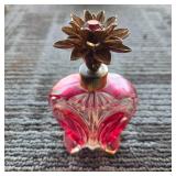 Vintage French Perfume Bottle pink crystal glass