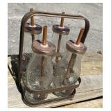 (4) Glass Drinks with Case