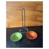 (2) Bowls and Paper Towel Holder