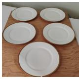 (5) Limoges Dinner Plates gold-banded (B7)