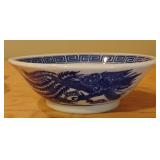 Vintage Blue/White Porcelain Dragon Bowl (B10)