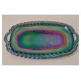Vintage Blue Indiana Carnival Glass Tray (B0)
