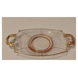Pink Depression Glass Dish Gold Trim (B10)