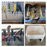 Assorted Tools and Stool / Step Up