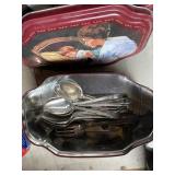 Vintage Containers w/ Dinnerware / Cutlery
