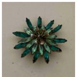 Vintage green rhinestone starburst