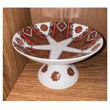 Vintage Ukrainian folk art pedestal bowl