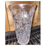 Vintage Bohemian-style hand-cut crystal vase