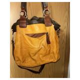 Vintage yellow and brown hobo-style shoulder bag