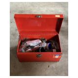 Metal toolbox w/ plumbing and electrical supplies