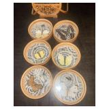 Vintage MCM pressed butterfly bamboo coaster set