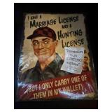 Marriage License / Hunting License Metal Tin Sign
