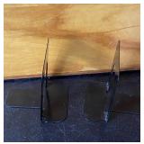 Black metal industrial-style bookends