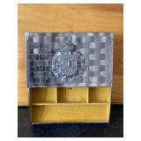 Vintage Metal Jewelry Trinket Box Basket Weave