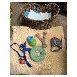Dog Bed, Toys and Basket