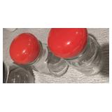 Vintage apothecary jars bubble red