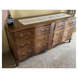 High End Vintage French Provincial 9 drawer lowboy