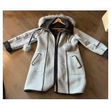 Vintage wool blend coat features a faux fur