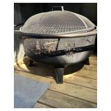 heavy-duty wood-burning fire pit bowl w/ cover