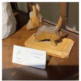 Vintage hand-carved wood Schnauzer puppy