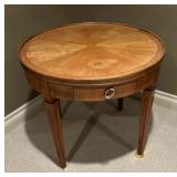 Vintage Baker walnut round sunburst table