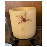 Ivory Wax Pillar Candle on Stand