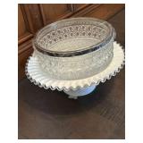 Vintage Fenton Cake Stand & Crystal bowl