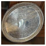 Vintage silver plated etched serving tray