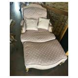 Oversized French Provincial bergere & ottoman
