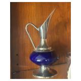 Vintage cobalt blue glass decanter