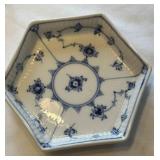 Royal Copenhagen Blue Fluted Plain hexagonal tray